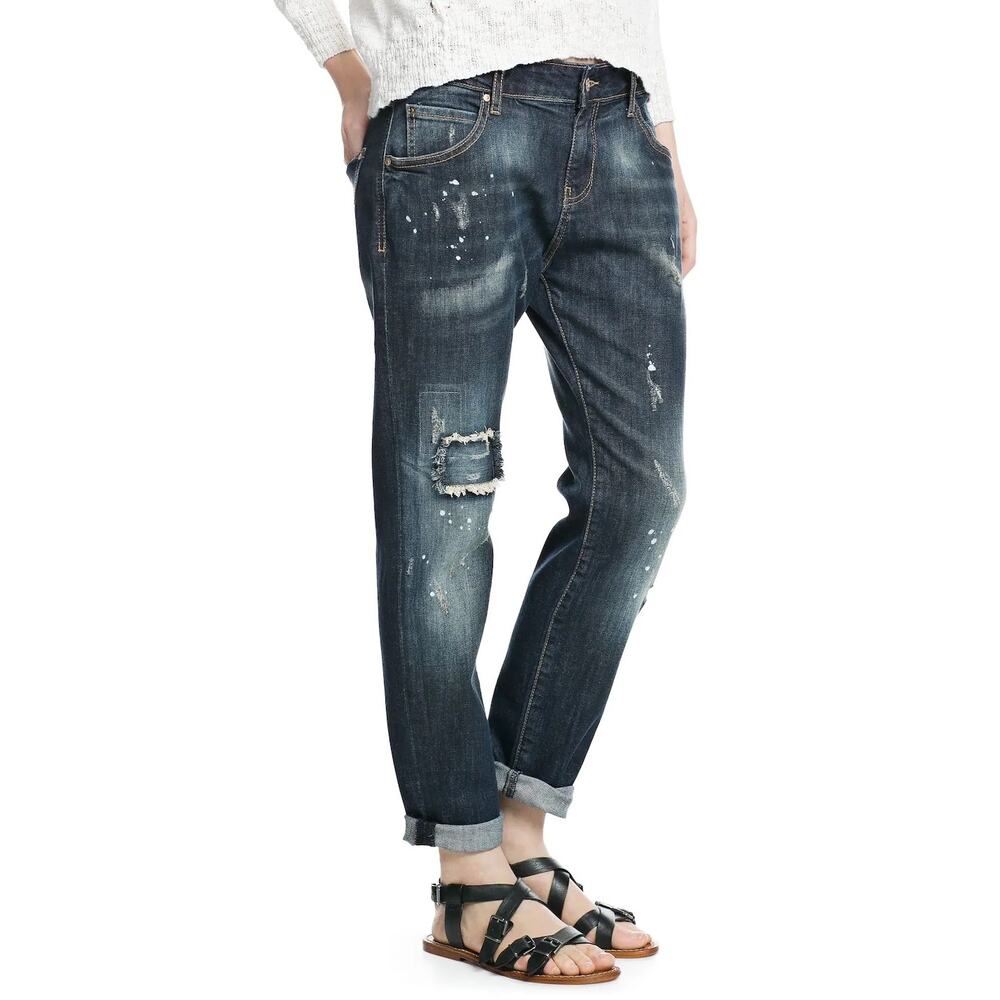 MNG Boyfriend Lonny Distressed Dark Wash Jeans